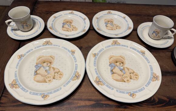 Tienshan Other - Tienshan Stoneware Country Bear Dinner &salad plates, cups & saucers set of 2 ea